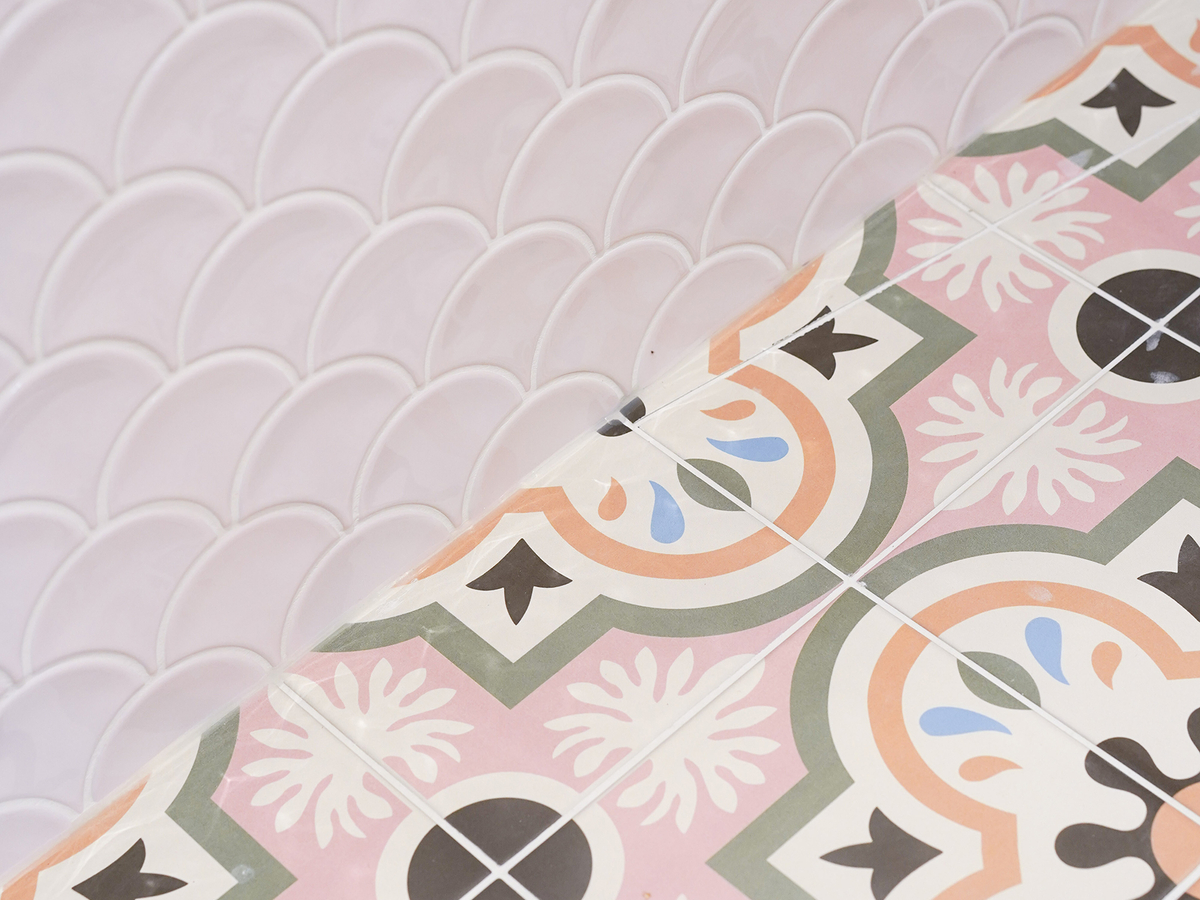 Langtoft bathroom space green bright fun pink gold24