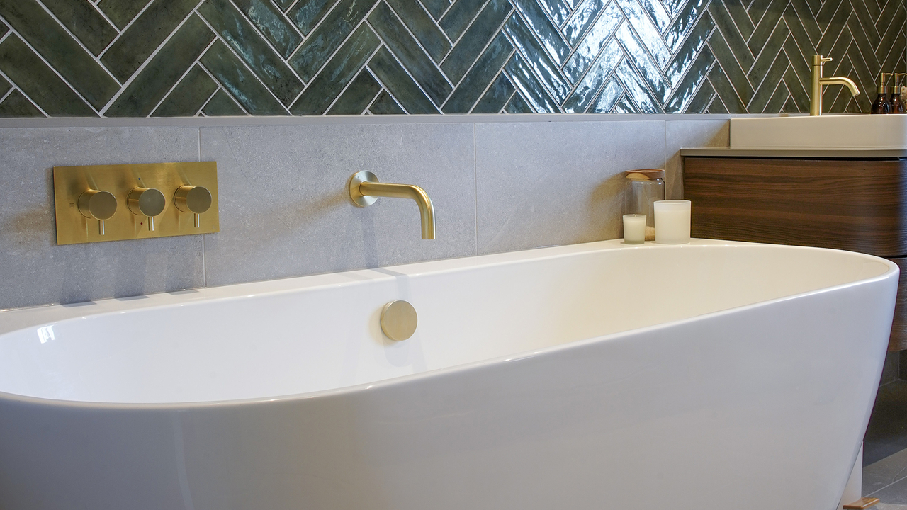 Large freestanding bath gold finishes tinwell