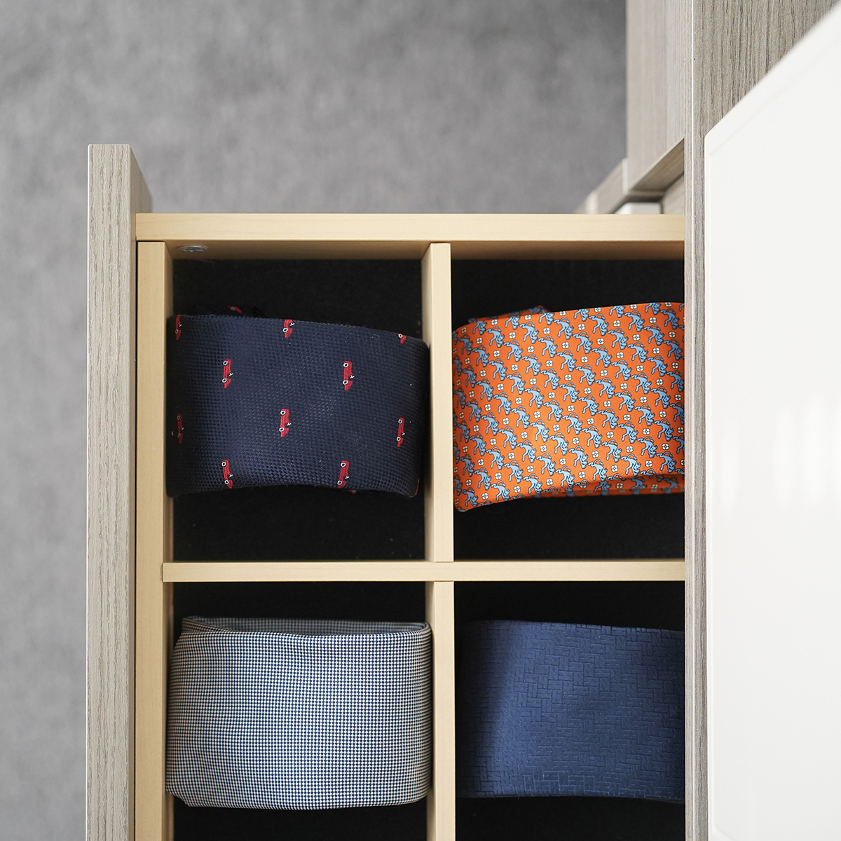 Storage sections drawers bedroom