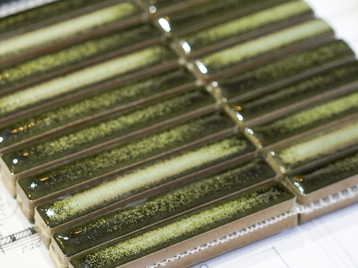 Green tiles mosaic bathroom